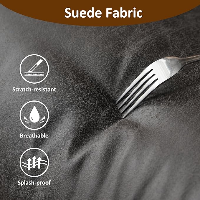 Faux Leather Executive Office Chair - Big and Tall Ergonomic Home Office Chair,Reclining Computer Desk Chairs with Lumbar Support,Adjustable Task Swivel Rolling PC with Wheels,Grey,Suede