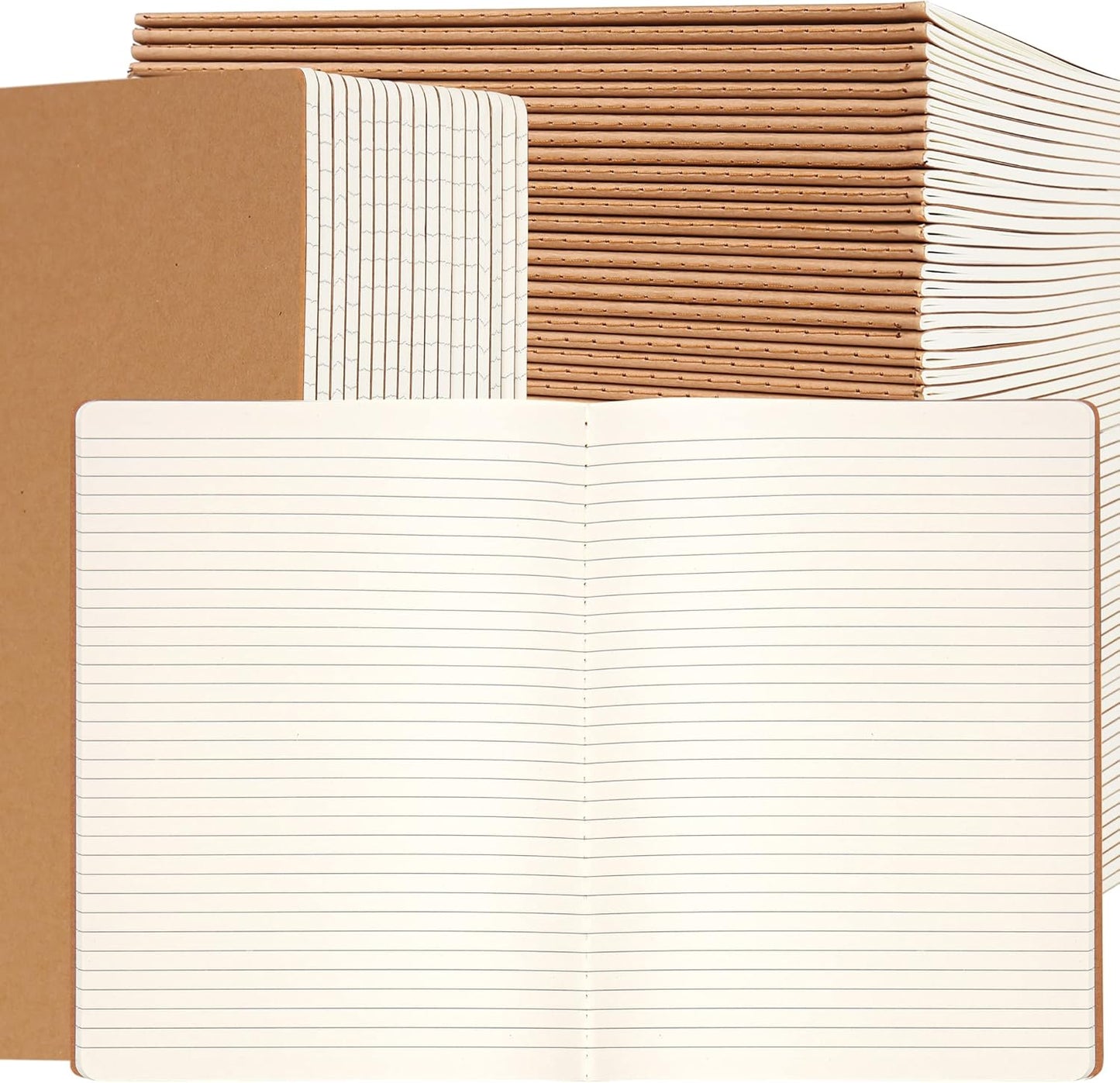 30 Pack Large B5 College Ruled Notebook & Journal Bulk, Kraft Cover, B5 Size, 7.6x10 inch, 60 Pages, Line Thick Paper, Subject Note Pad Planner Set for Women Men Kids Traveler Student Office
