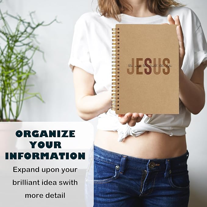 Boho Christian Notebook Journal, Christian Gifts for Women, Bible Notebooks for Note Taking, Bible Journaling Notebook, Jesus the Way the Truth the Life Hardcover Spiral Notebook 5.5x8.3 kraft paper