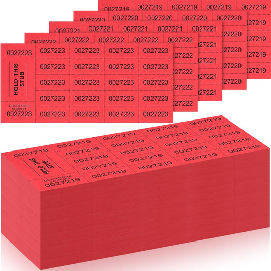 Kosiz 504 Sheets 20 Bid Raffle Ticket with Different Numbers Per Sheet Chinese Auction Tickets for Events Church Basket Auction Silent (Red)