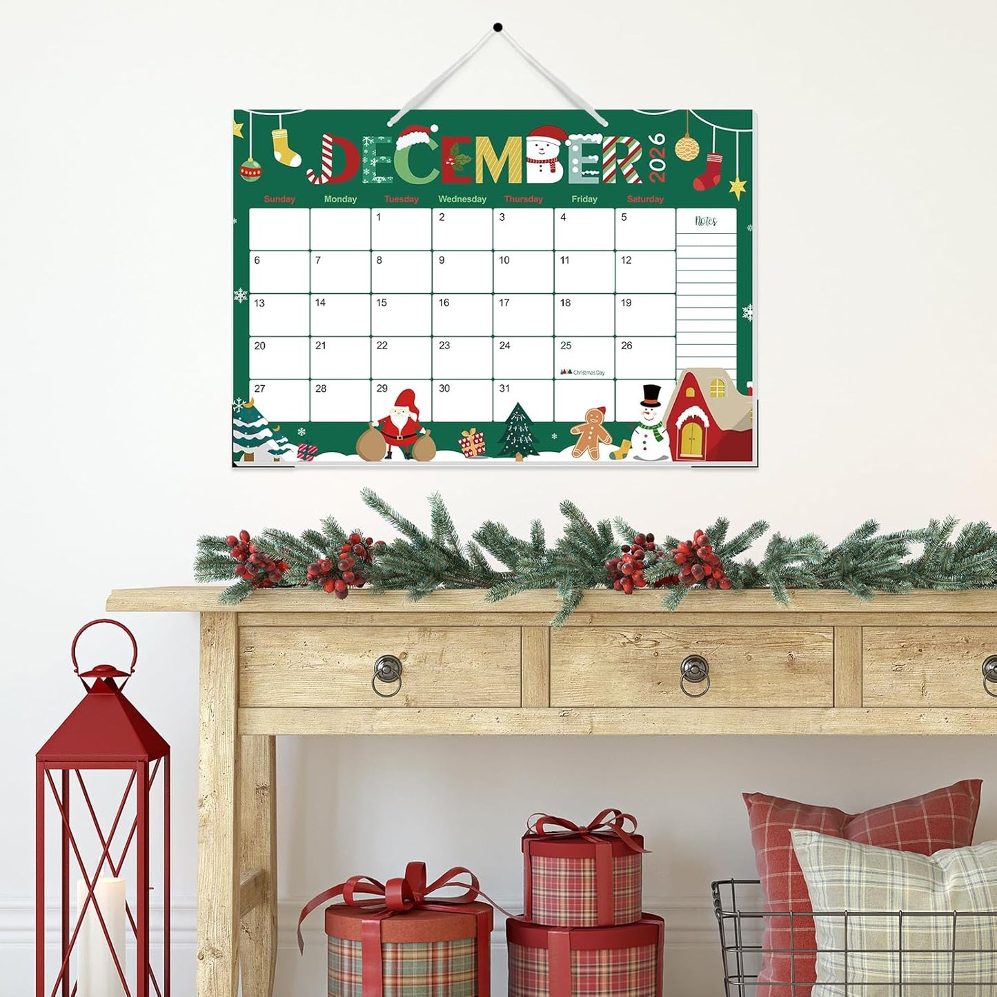 GuassLee Desk Calendar 2025-2026 - Colorful Desk Calendar from Sep. 2025-Mar. 2027, 17 x 11.5 inches, 19 Monthly Calendar with Hanging Rope, Notes and Large Ruled Blocks for Home School Office