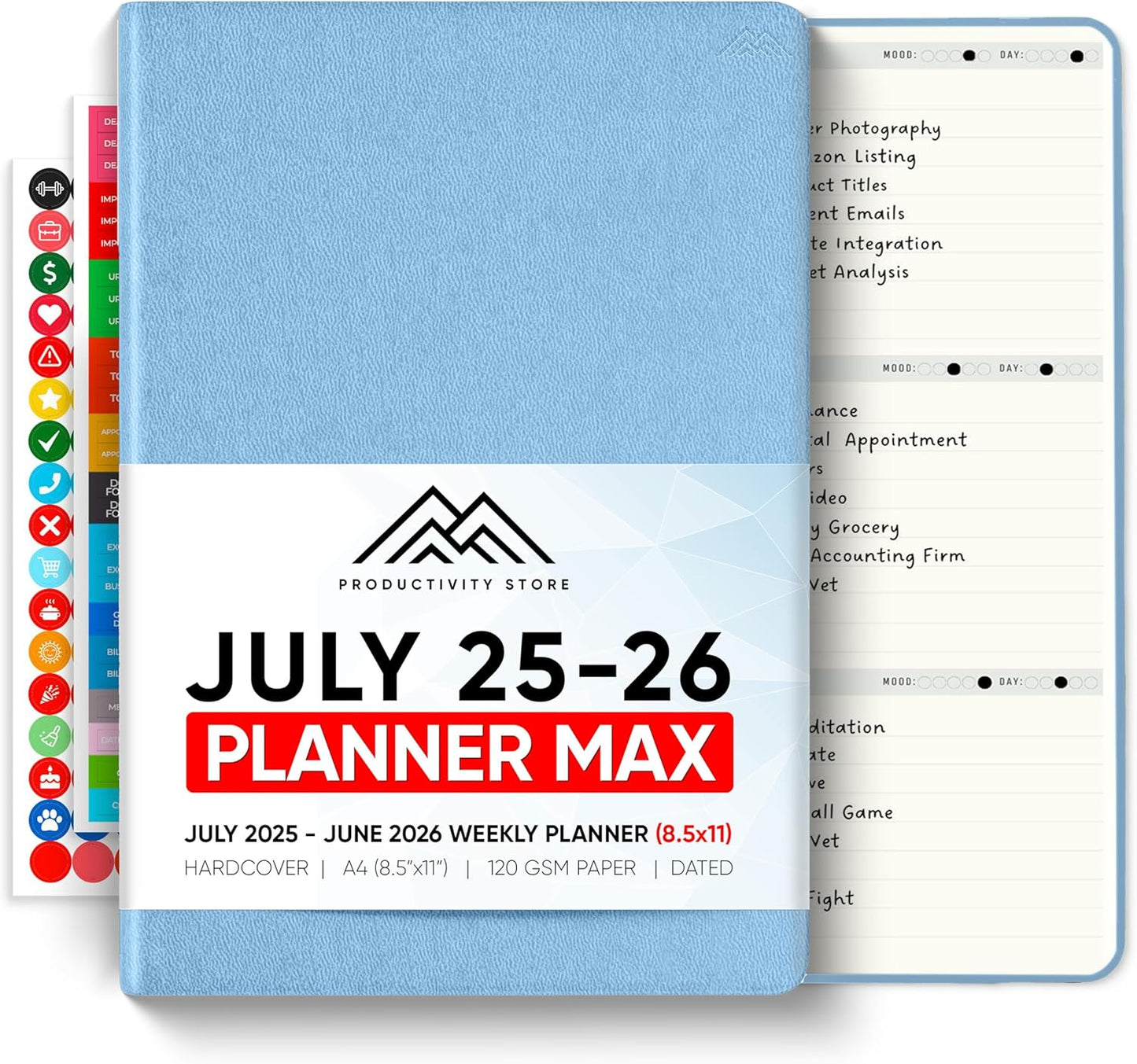 July 2025-2026 Planner 8.5 x 11 Pro Max - Dated Productivity & Academic 2025-2026 - Daily, Weekly & Monthly Planner With July Start Date - A4 - Productivity Store