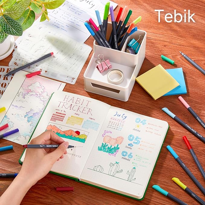 108 Pack Planner Colored Pens, 100 Assorted Colors Drawing Pens with 8 Different Stencils, Perfect for Dotted Journal Planner Writing Note Calendar Coloring Office School Supplies