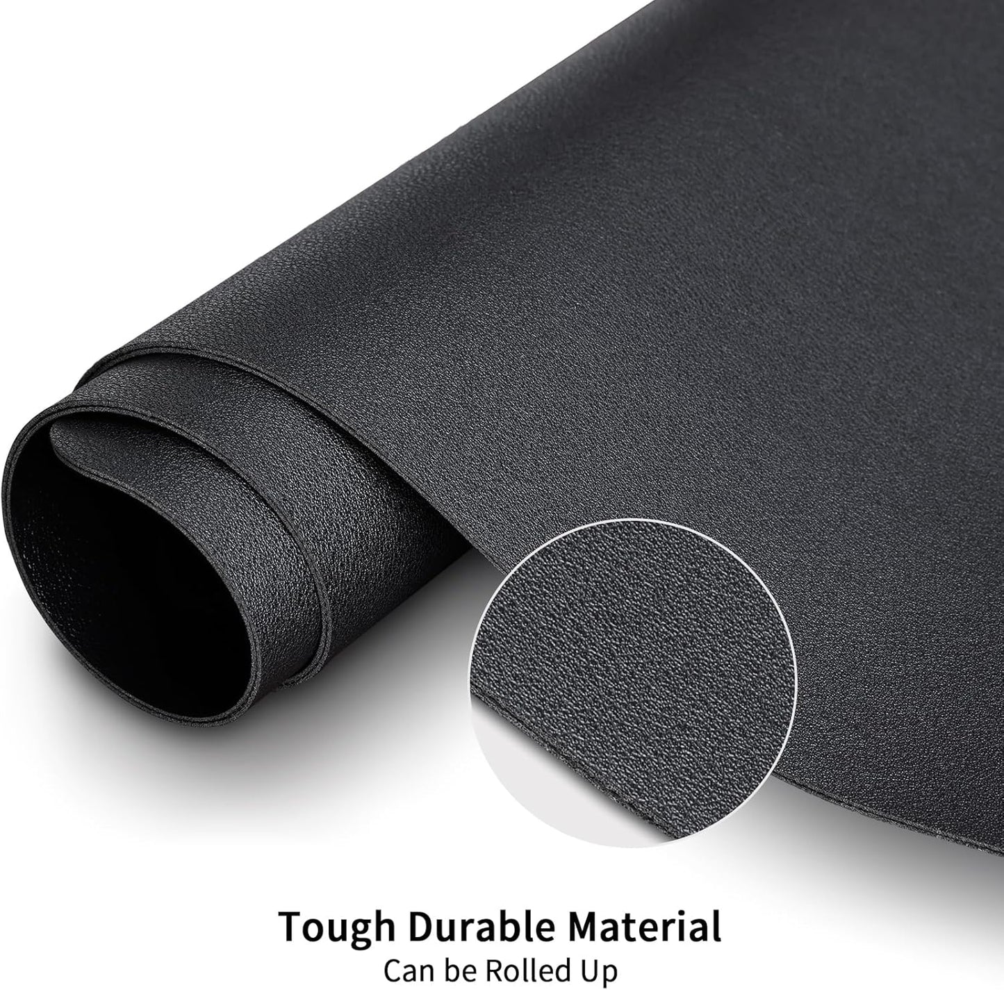 KINGFOM Desk Pad Office Desktop Protecter, PU Leather Desk Mat Blotters Organizer with Comfortable Writing Surface (47.2" x 23.6", Black)