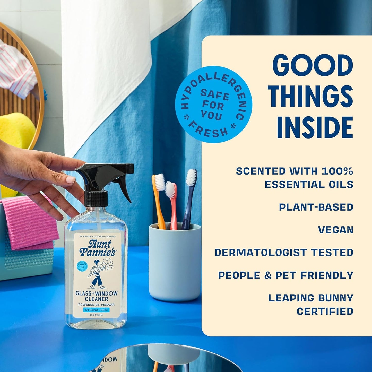 Aunt Fannie's Glass & Window Cleaning Vinegar Spray, Natural Streak-Free Spray 16.9 Ounces (Pack of 3)