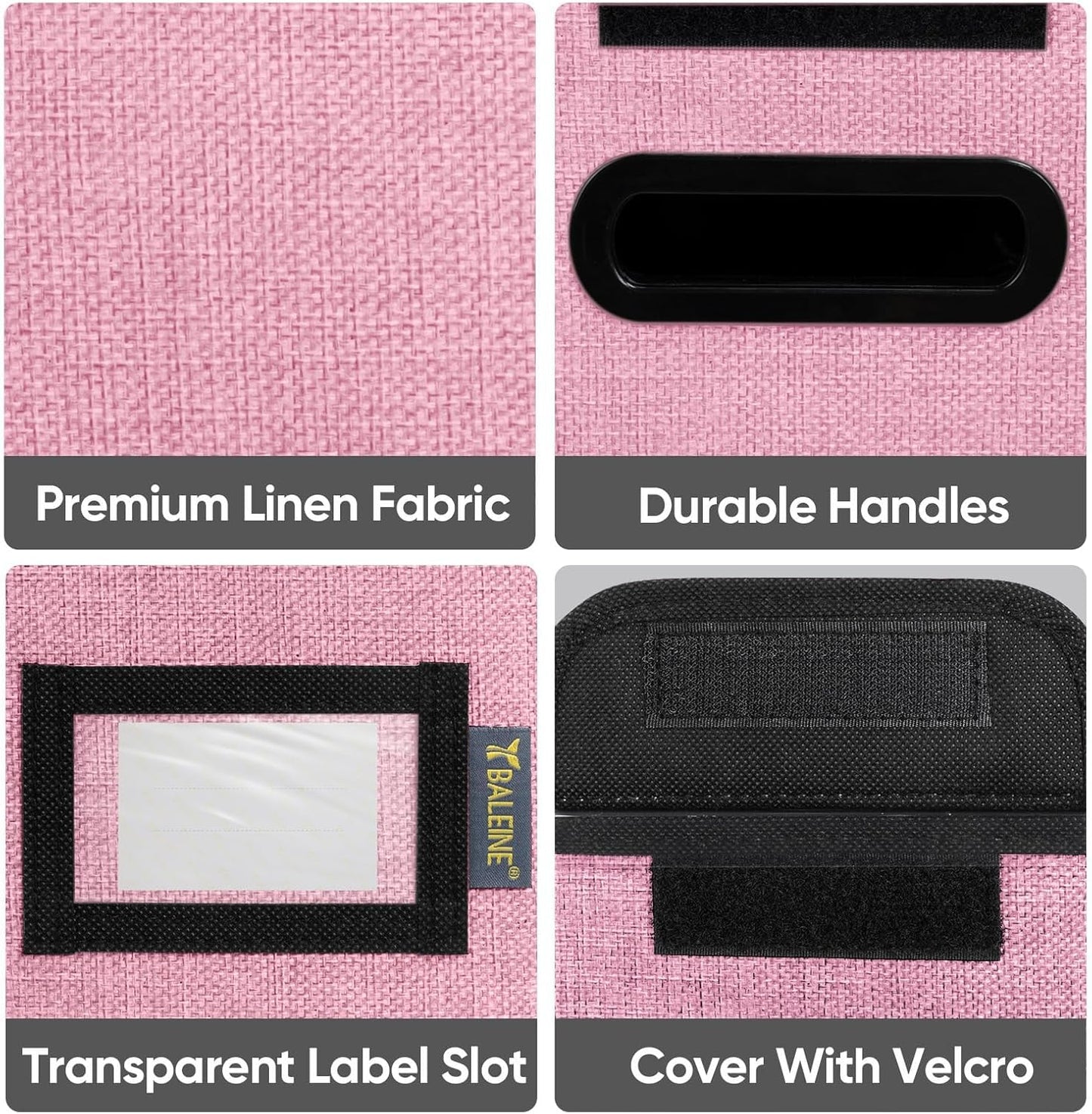 BALEINE File Organizer Box with Lid, Collapsible File Folder Organizer with Plastic Slide, Hanging File Folder Box for Office Document Storage (1 Pack, Pink, S)