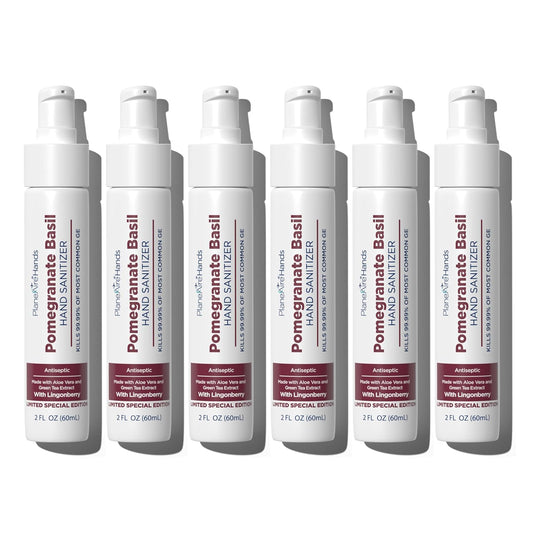 Pomegranate Basil Lotion Hand Sanitizer | Travel Size | Moisturizing Hand Lotion | Made with Aloe Vera & Essential Oils | Rich in Vitamin E | Cleanse & Moisturize | Scented Hand Sanitizer | 6-Pack