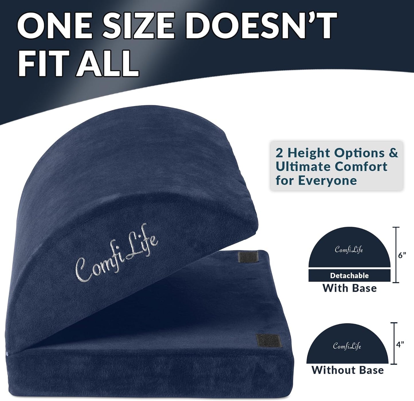 ComfiLife Foot Rest for Under Desk at Work – Adjustable Height Memory Foam Foot Stool for Under Desk, Office Chair & Gaming Chair – Ergonomic Footrest for Back & Hip Pain Relief (Navy)