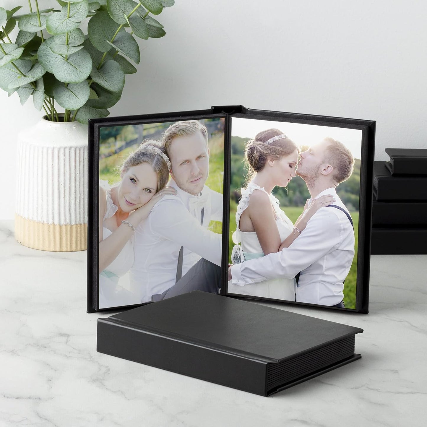 Neil Enterprises Inc. 6" x 8" Black Leather Self-Stick Photo Album - Holds 20 Photos