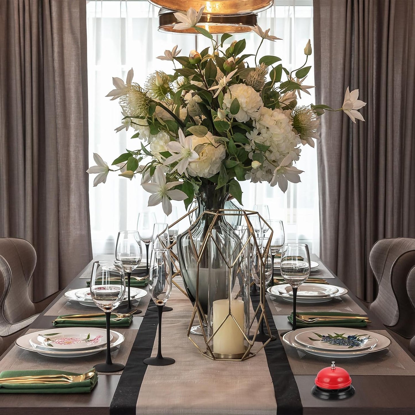 uxcell Desk Service Call Bell, 3.35 Inch Metal Dinner Service Bell Ring for Hotel Restaurant Reception Area and Wedding Party Events, Red