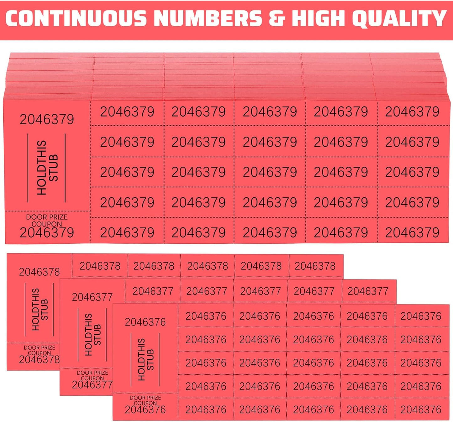Kosiz 504 Sheets 25 Bid Raffle Ticket with Different Numbers Per Sheet Chinese Auction Tickets for Events Church Basket Auction Silent (Red)