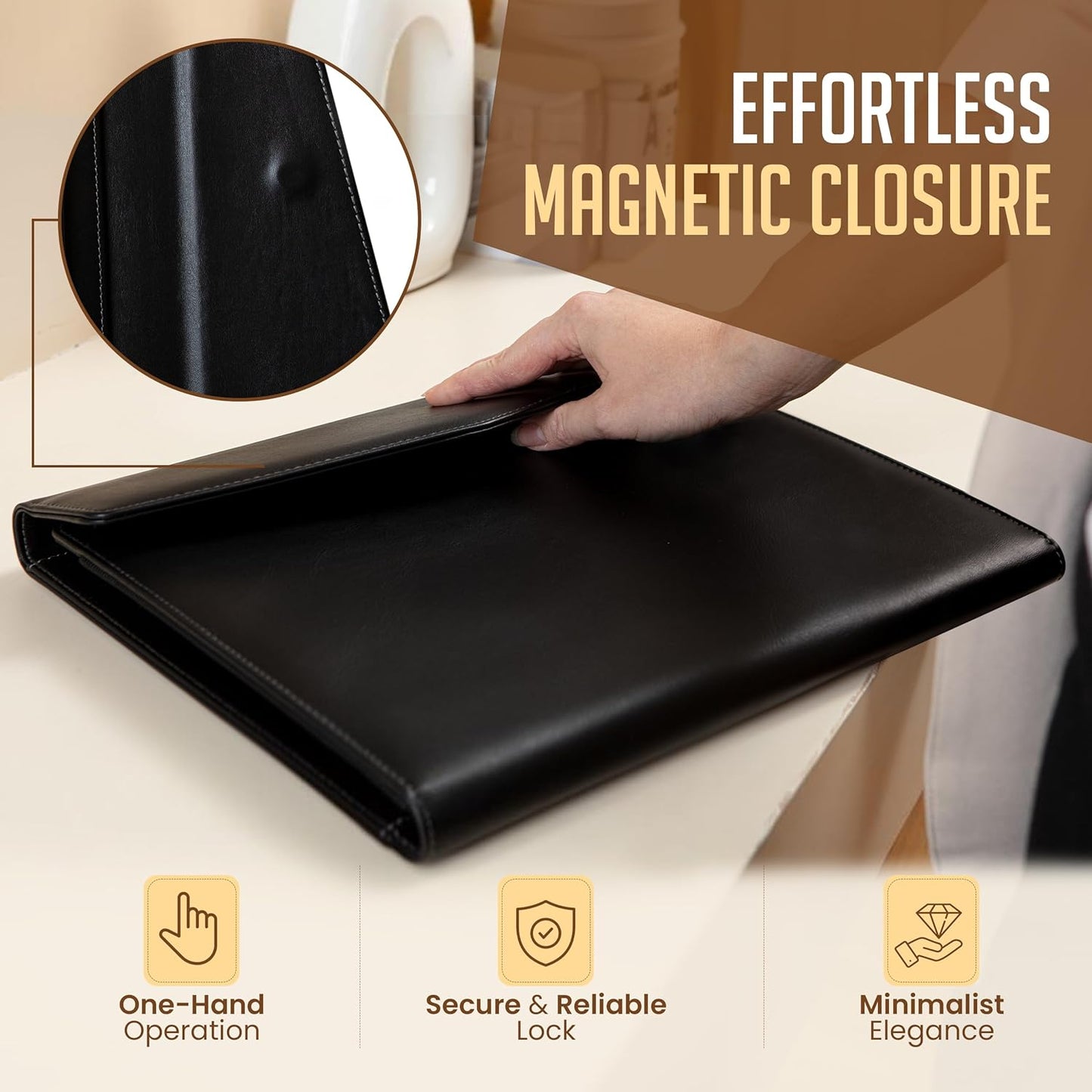 STLYIO Trifold Padfolio - Magnetic Closure. Stretchable Compartment for Tablet, Documents. Elastic Pockets for Phone, Gadgets, Passport, Travel Documents. Letter-Sized Notepad and Gift Box Included.