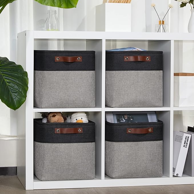 DULLEMELO 11x11 Cube Storage Bins for Cube organizer, Foldable Cube Storage Bins Baskets for Organizing Home Office Closet Shelves Toy Nursery,Fabric Cube Baskets Bin for Home organization