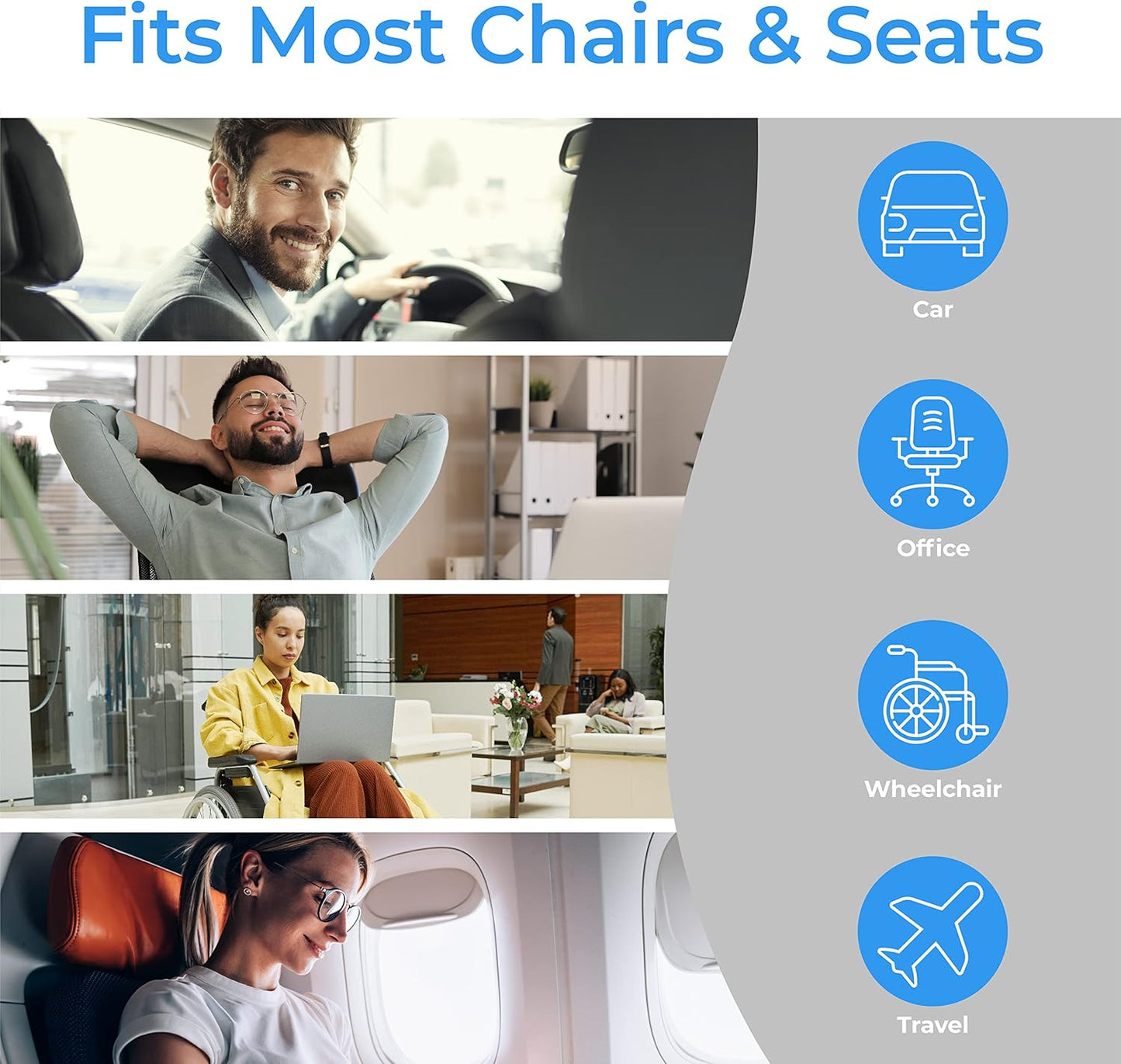 Klaudena | Office Chair Cushion for Tailbone Pain & Pressure Relief | Seat Cushion for Long Sitting Hours | Coccyx Lower Back Support | Memory Foam Cushions for Hip & Sciatica | Ergonomic Butt Pillow