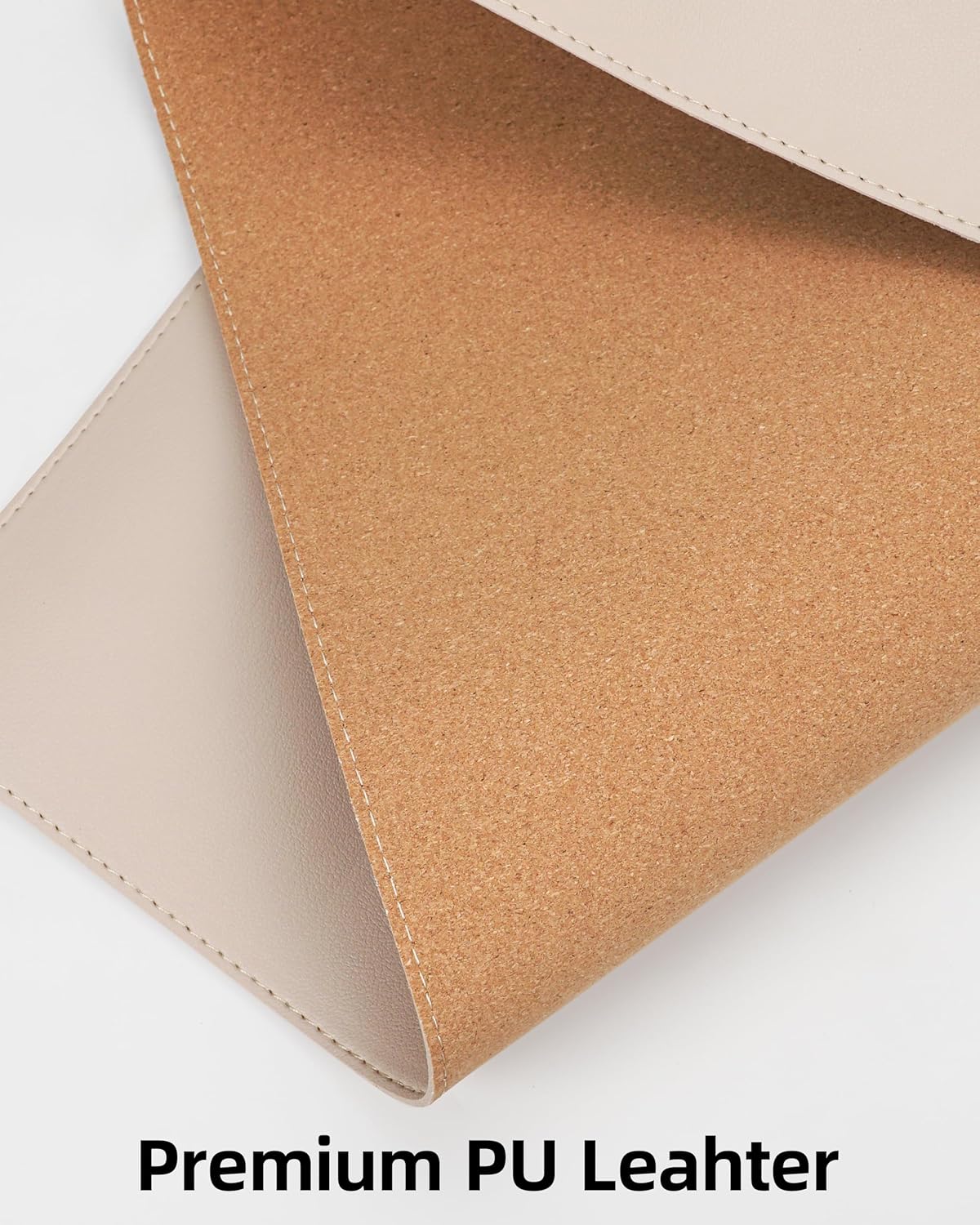 Leather Desk Pad Protector,Office Desk Mat,Large Mouse Pad, Non-Slip PU Leather Desk Blotter,Desk Pad,Waterproof Desk Writing Pad for Office and Home (Beige,35.4" x 17")