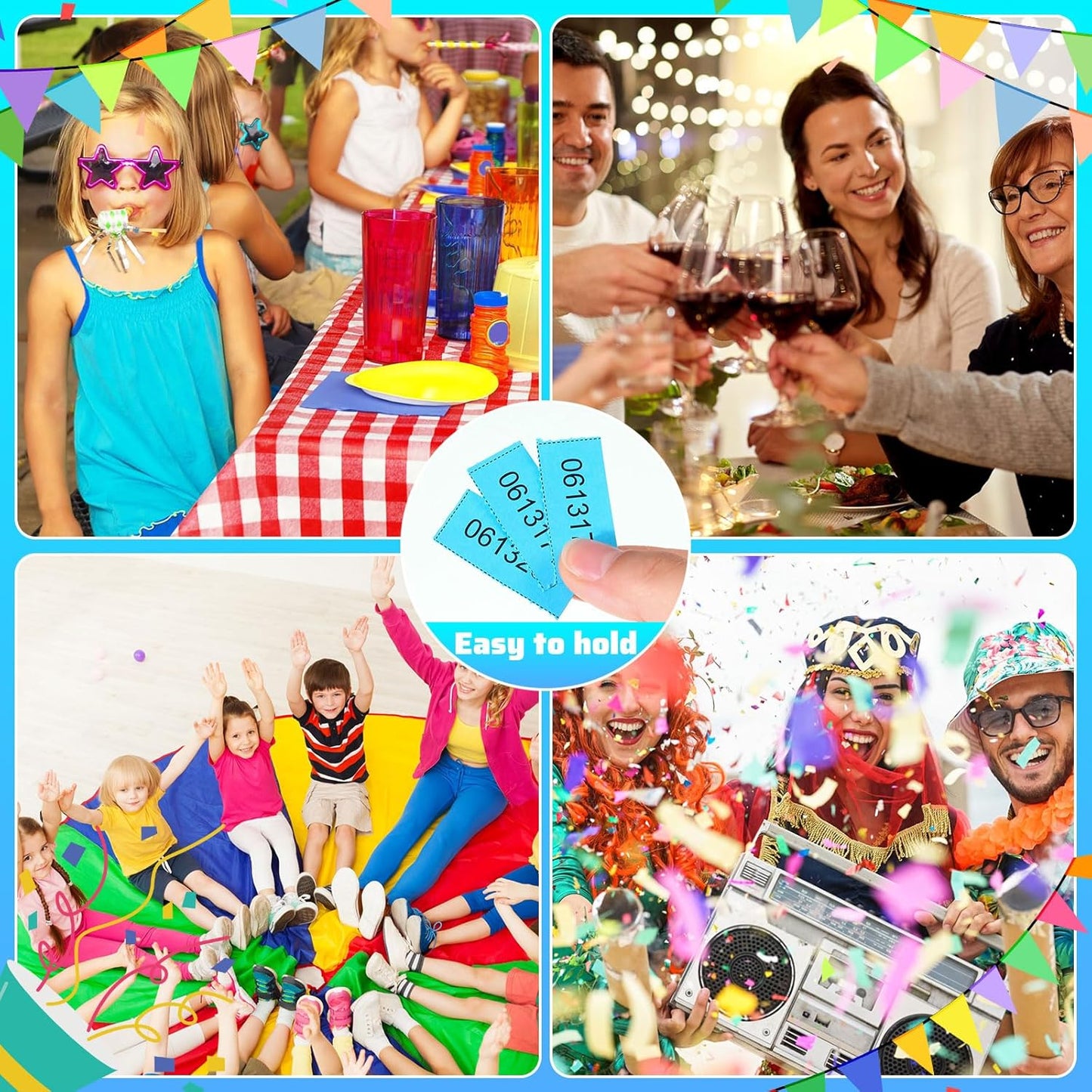 Kosiz 1000 Sheet 25 Bid Raffle Tickets Chinese Auction Tickets Sheets Auction Fundraiser Ticket Numbered with Name and Phone Number Per Sheet Raffle Tags for Silent Auction(Lake Blue)