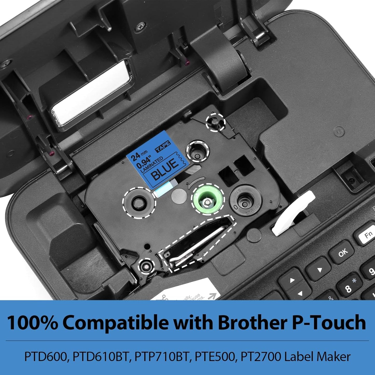 Label KINGDOM 24mm Blue Label Tape Replacement for Brother TZe-551 TZe551 1 Inch Black on Blue TZe Tape 24mm 0.94 Laminated Compatible with Brother P Touch PTD600 PTD610AD PTP700 PT2730, 3-Pack