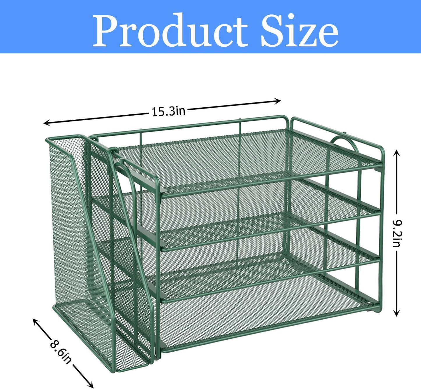 gianotter 4-Tier Paper Organizer With Magazine Holder, Desk Organizers and Accessories, Green Desk Accessories, File Organizer for Office Supplies Storag(Green)