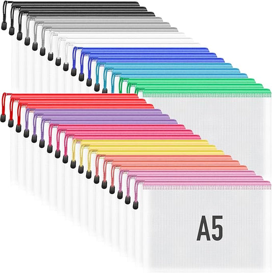 Umriox Small Zipper Pouch, 9.5x7.1 in (12 Colors, 36 Packs), Mesh Bags with Zipper, Storage Bags, Zipper Bags for Office Supplies Travel Storage