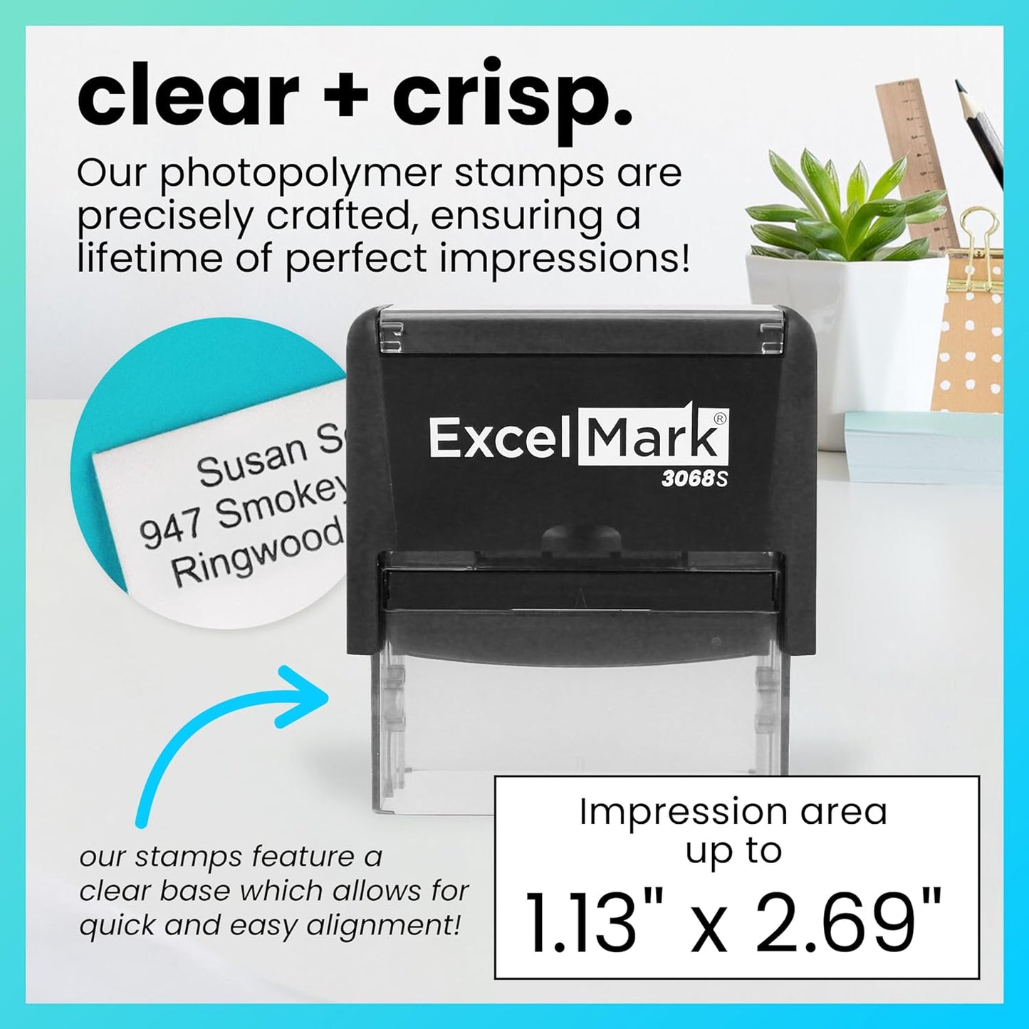ExcelMark Custom Rubber Stamp – Clean & Easy Stamping – Personalized Self-Inking Stamp (Extra Large)