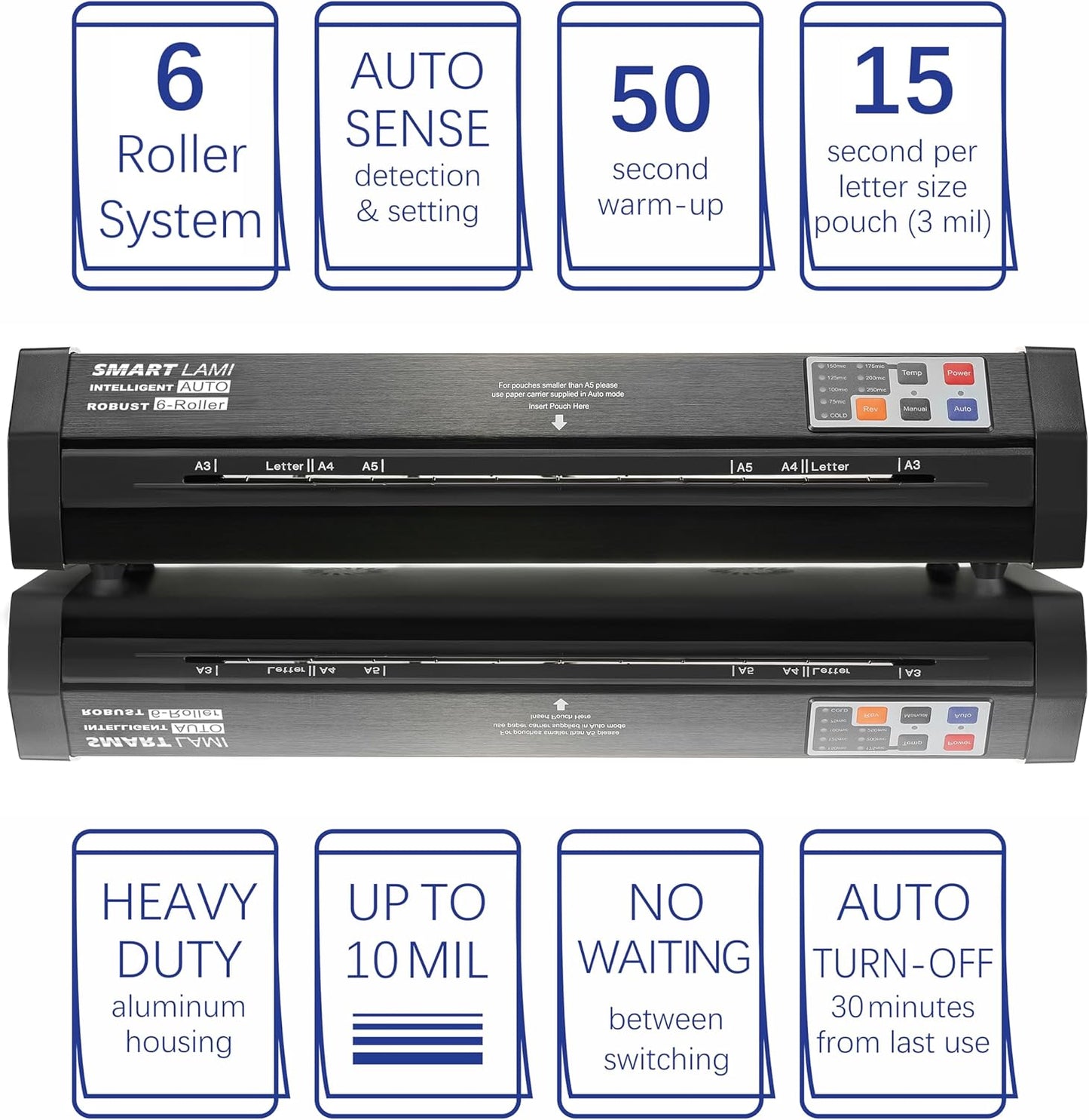 SINCHI 6-Roller, Auto Sense, 3-10 Mil Laminating Machine for Office and School, 50-Second Warm-up, 47 Inches/Minute, Never-Jam, Heavy Duty, 13-inch Thermal Laminator Machine 11x17