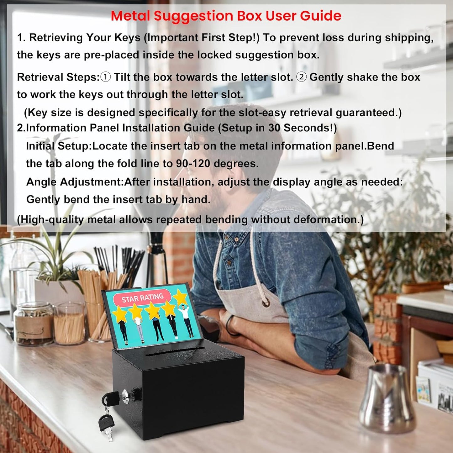 Tip Jar 2 PCS Suggestion Box with Slot and Lock Metal Donation Raffle Fundrais Cash Ballot Money Ticket Bartender Voting Prayer Comment Teacher Mailbox Booth Card Classroom Restaurant Black