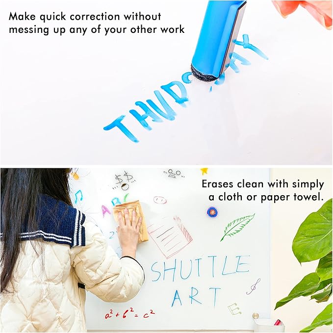 Shuttle Art Dry Erase Markers, 90 Bulk Pack 15 Colors Magnetic Whiteboard Markers with Erase, Fine Point Dry Erase Markers are Perfect for Writing on Whiteboard Mirrors Glass for School Office