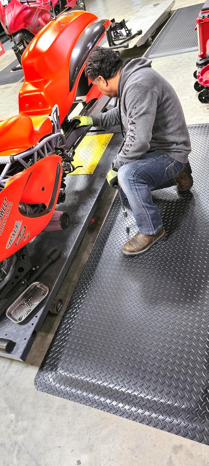 Rhino Mats, American Classic Diamond Anti-Fatigue Mats, Industrial Ergonomic Comfort Standing Mat for Work, Home, Garage, Office, Kitchen or Anywhere (Black 9/16" Thick, 3 FT. x 13 FT.)