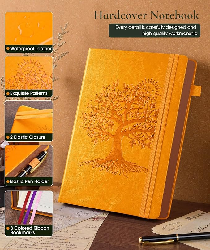 Vintage Leather Journal with 300 Numbered Pages,A4 Lined Journal for Men Women,Daily Journals for Writing,College Ruled Notebook for Work,School,Note taking,Travel Diary,Large (8.5" X 11.3")