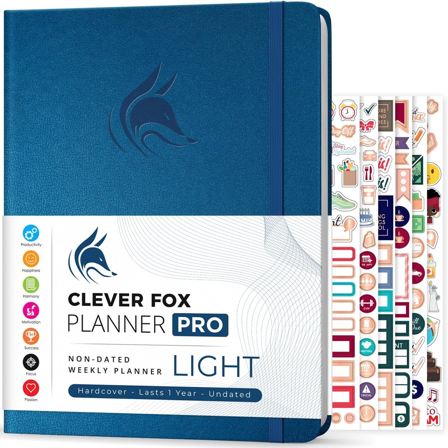 Clever Fox Planner PRO Light – Weekly & Monthly Life Planner to Increase Productivity, Time Management and Hit Your Goals, 8.5x11″ (Mystic Blue)