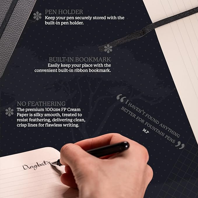 Dingbats A5+ Wildlife Notebook Journal Softcover, Cream 100gsm Ink-Proof Paper, 6 x 8.3 inches, 112 pages (Grey Elephant, Lined Format)