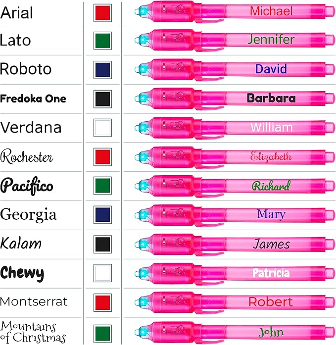 Personalized Invisible Disappearing Ink Pen Marker, Custom Secret Spy Message Writer with UV Light, Fun Activity Entertainment for Kid Party Favors Ideas Gifts and Stock Stuffers, 12 Pack, Pink