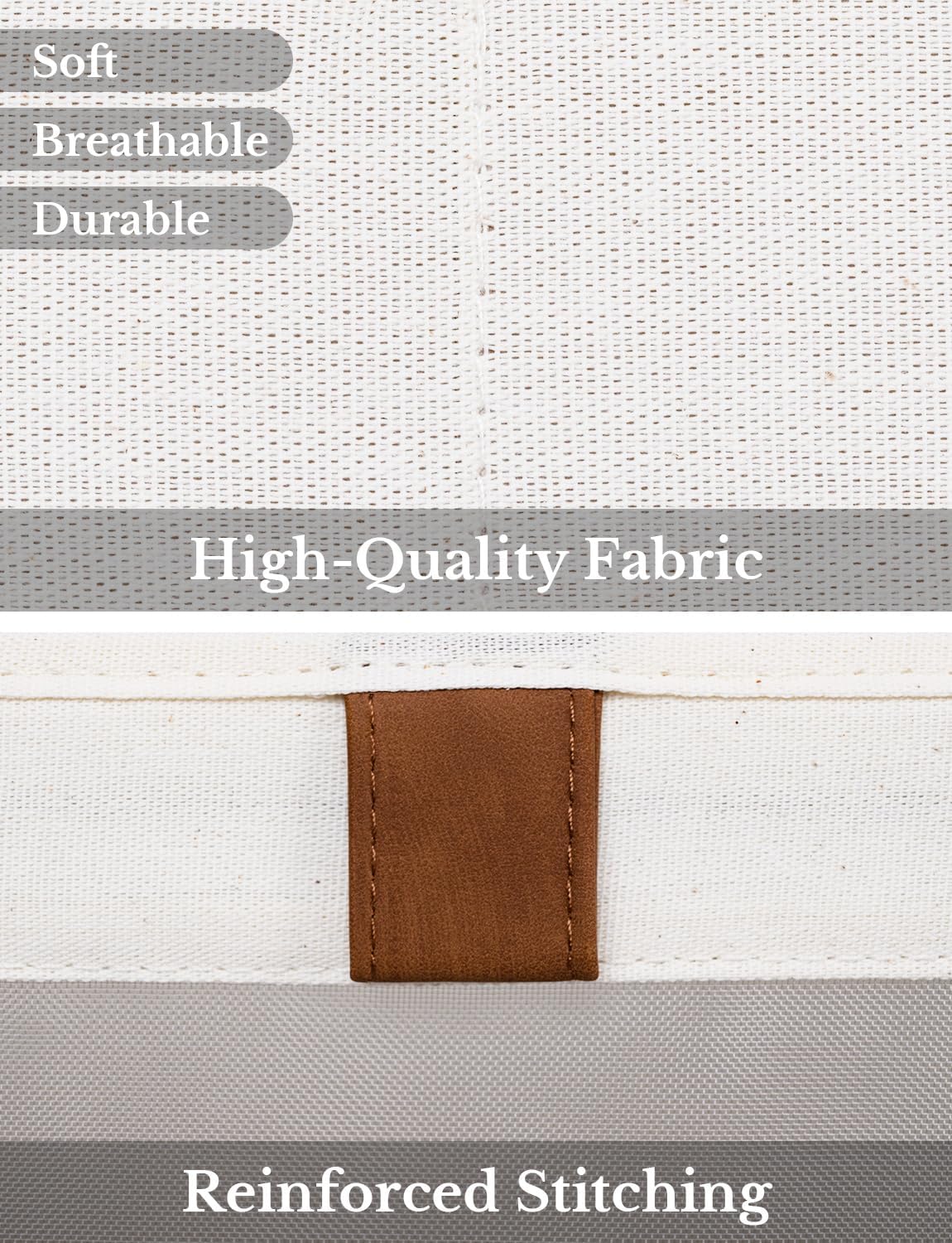 StorageWorks Closet Storage Bins, Storage Baskets with Clear Window and Handles, Foldable Fabric Organizer for Clothes, Shelves, Beige, 3 Pack