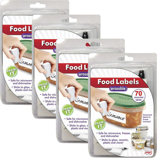 Jokari Erasable Food Labels 4-Pack Refill, Reusable Label Multi-Color, Freezer, Microwave & Dishwasher Safe Kitchen Tool for All-Purpose Meal Organization