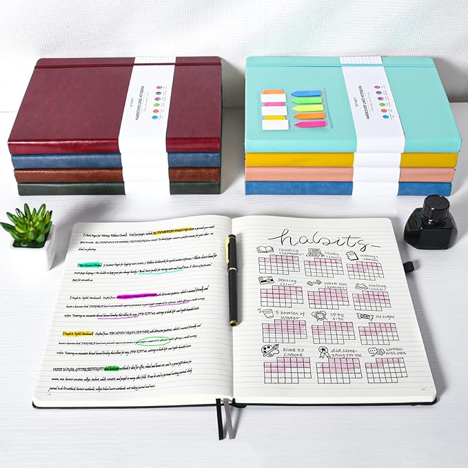 College Ruled Notebook, Large A4 Hardcover Leather Journal, 312 Numbered Pages Writing Journal, 100gsm No Bleed Paper, Lined Journal Notebook for Women Men School Office, 8.5''×11'', Blue