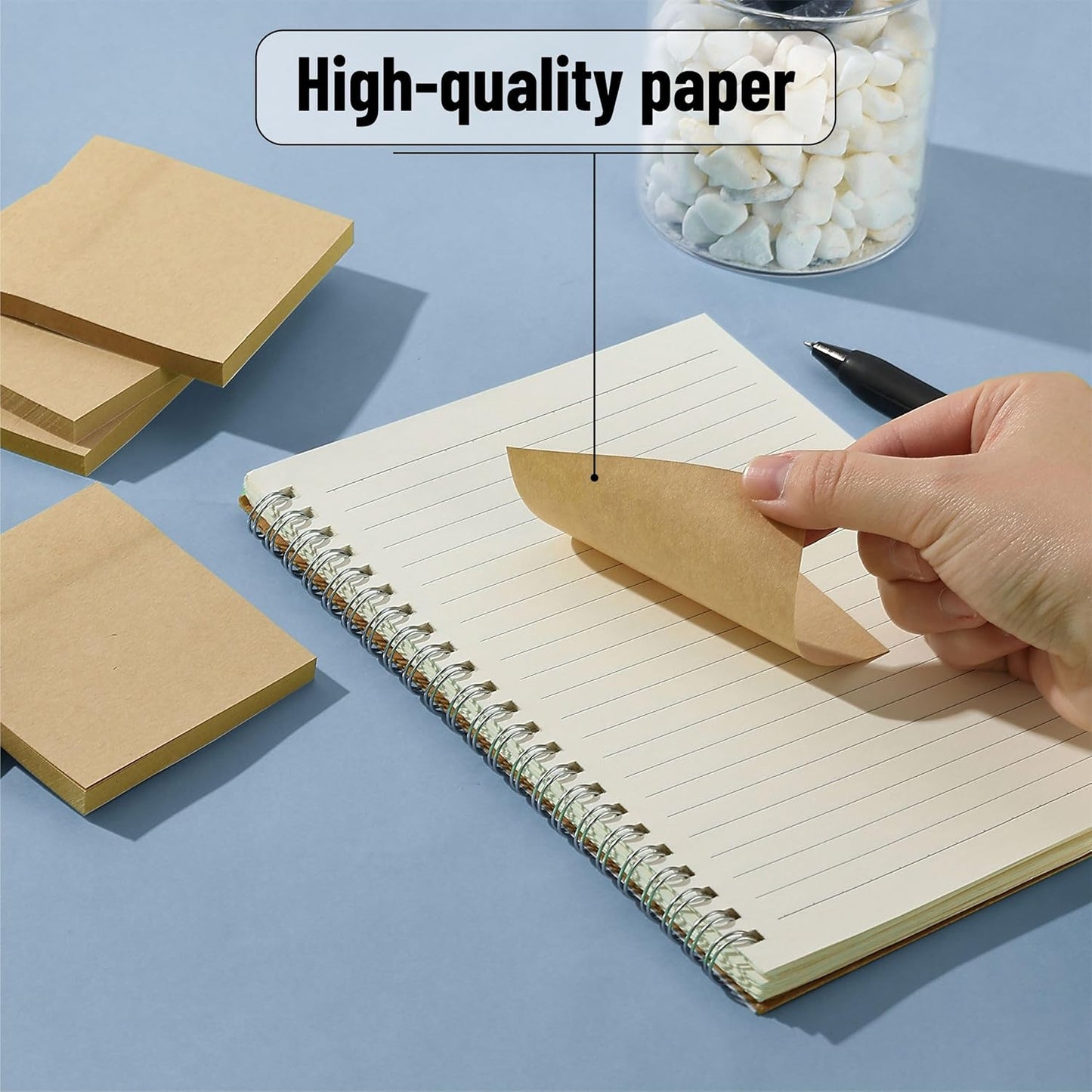 Mr. Pen- Kraft Sticky Notes, 3”x3”, 12 Pads, Self-Stick Note Pads, Brown, Craft Paper 3x3 Sticky Notes