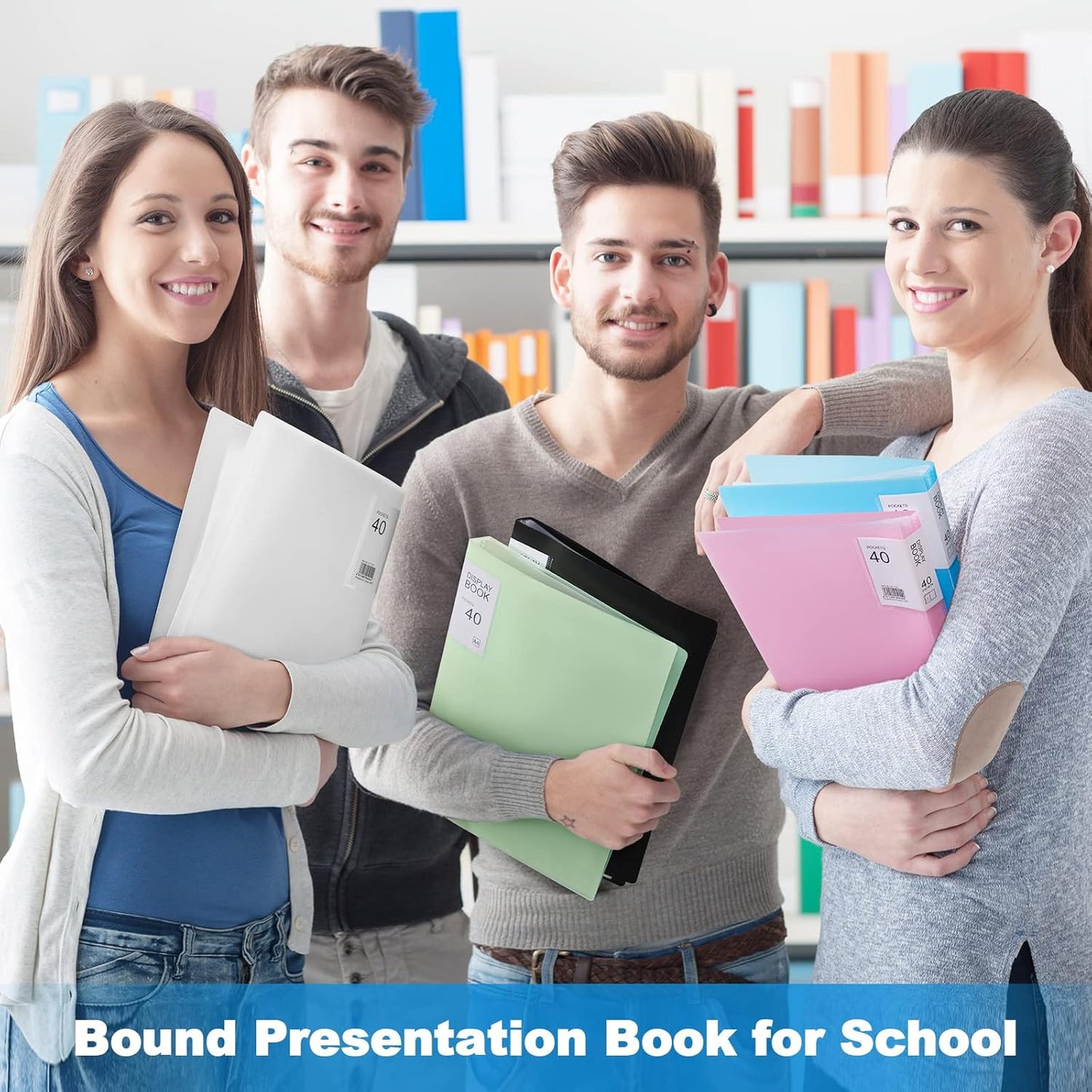 Marspark 6 Pcs Binder with Plastic Sleeves Large 8.5" x 11" Display Presentation Book 40 Pocket 80 Pages Art Portfolio Folder Clear Sheet Protector for Photo Document (Multicolor)