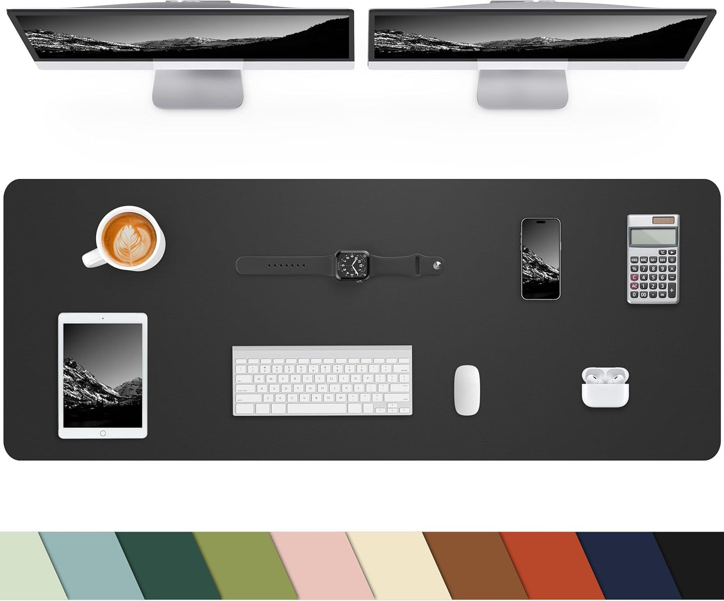 Desk mat Large, Leather Desk Pad Protector,Office Desk Mat,Mouse Pad, Non-Slip Desk Blotter, Laptop Desk Pad, Waterproof Desk Writing Pad for Office&Home (Black, 55" x 24")