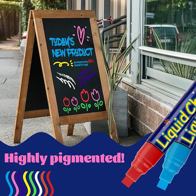 8 Pcs Liquid Chalk Markers - 7mm Assorted Colors, Washable Markers for Cars, Glass, Chalkboards, Posters, Business