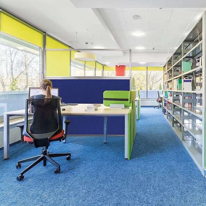 Versare Hush Screen Portable Room Divider | Workstation Wall Divider | Freestanding Privacy Hush Panels | Clear Fluted Windows | Fabric Office Divider Screen | Great for Room Separation