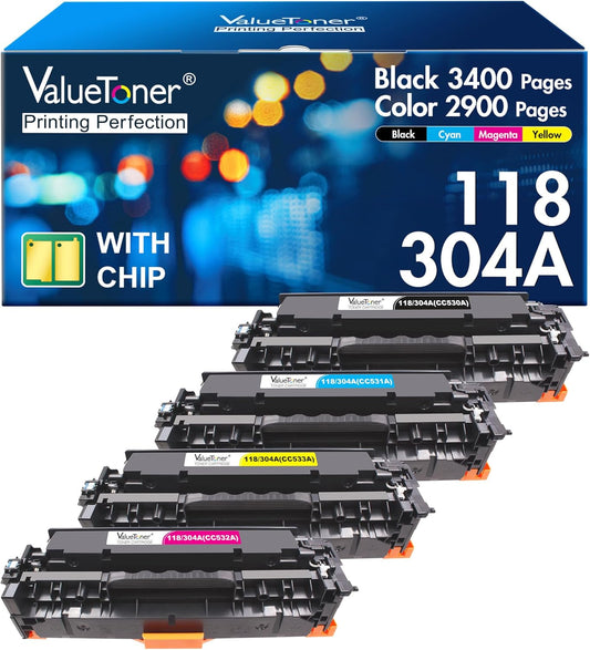 304A Toner Cartridge Replacement for HP 304A for Canon 118 CP2025DN CM2320N CM2320NF CM2320FXI MFP MF8580CDW MF8350CDN MF8380CDW MF726CDW LBP7660CDN LBP7200CDN Printer (Black, Cyan, Magenta, Yellow)