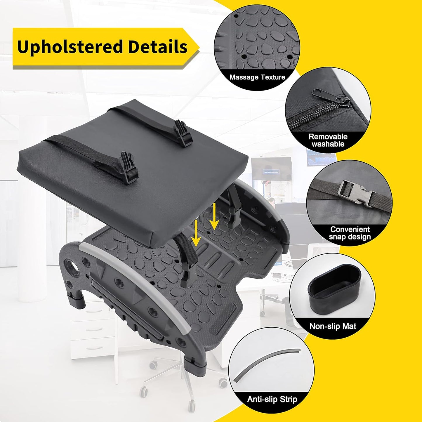 Under Desk Foot Rest,Foot Stool with Massage Texture，Includes Comfortable Memory Foam，Easy Assembly and disassembly (YB-RD)