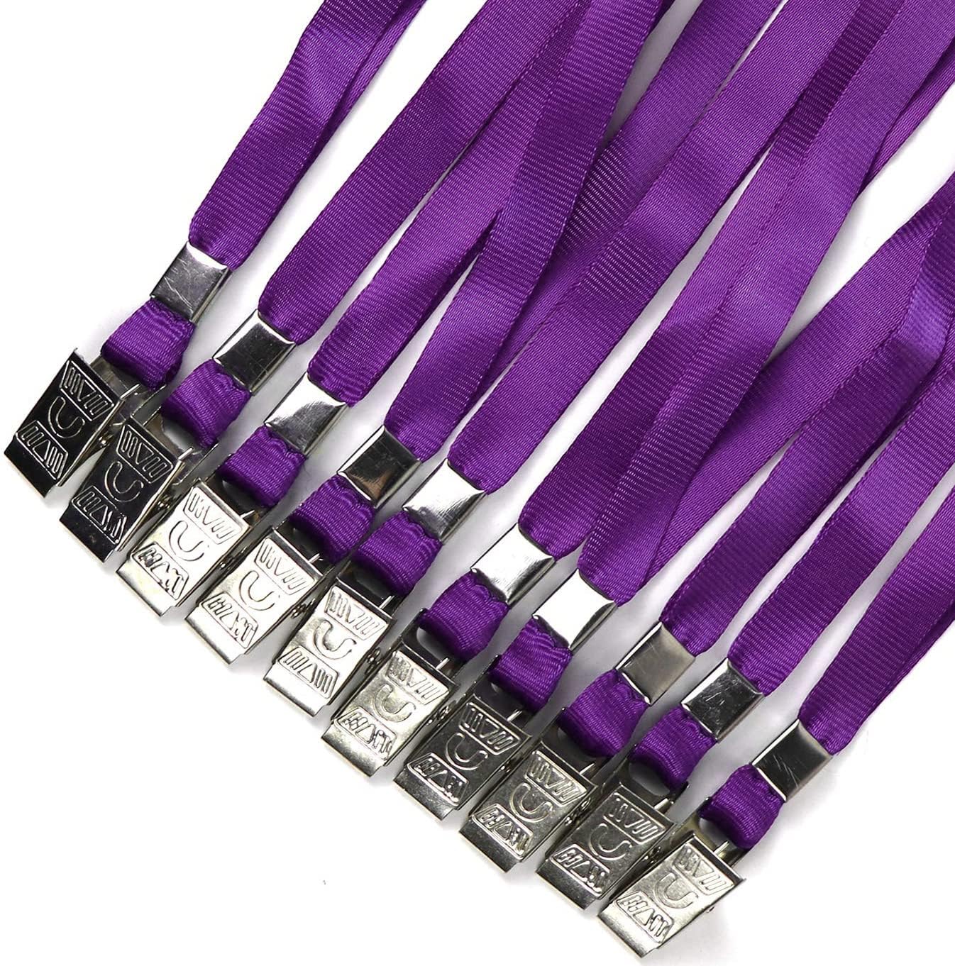Beebel Purple Lanyards 100 Pack Nylon Flat Badge Lanyard for Id Badge Name Tag (Purple, 100 Pack)