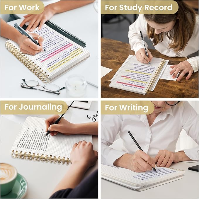 Spiral Graph Paper Notebook Journal for Work, 300 Pages, Thick B5 (7.1"x10") Grid Journals for Women & Writing, Hardcover Notebook for Note Taking, Perfect for Work School Note Taking Business, Grey Beige