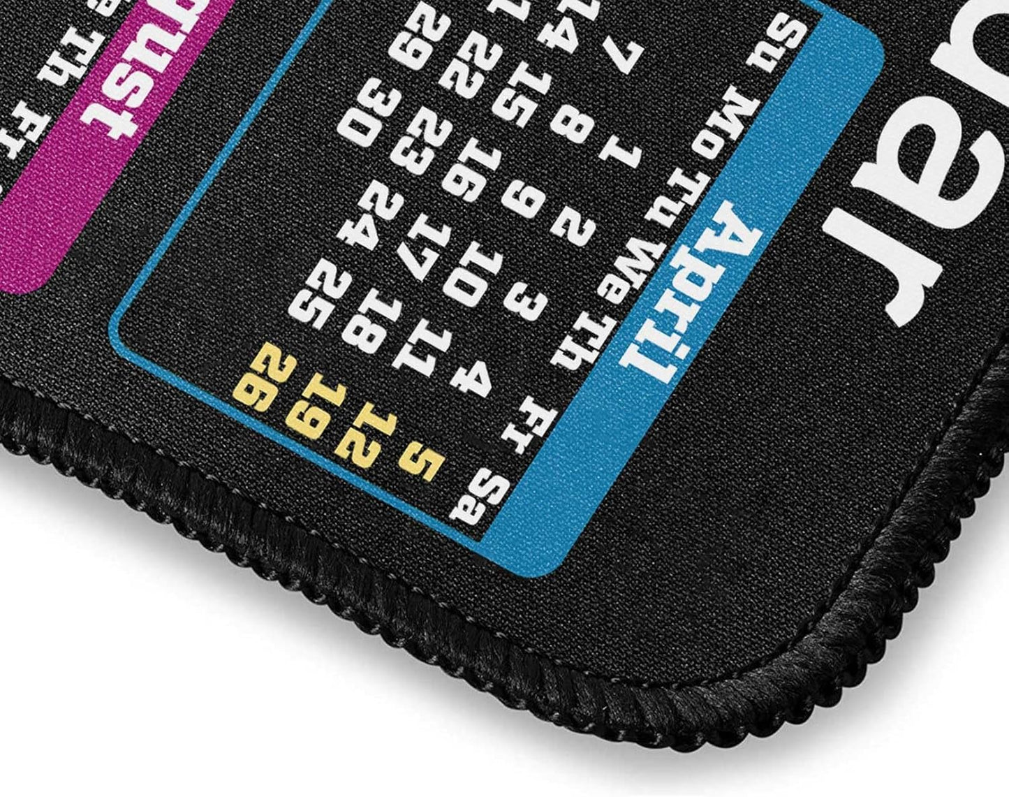 Mouse Pad with Non-Slip Rubber Base, Waterproof Computer Mousepad with Stitched Edges, Mouse Pads for Computers, Laptop, Gaming, Office & Home, 9.5 x 7.8 in (2025 Calendar Black)