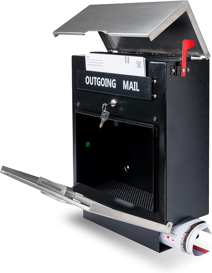 Pochar Stainless Steel Mailbox for Walls, Heavy Duty Wall Mounted Mailbox with Newspaper Holder - 14.25'' x 6'' x 17.25'' Silver Rust Proof Steel Dropbox