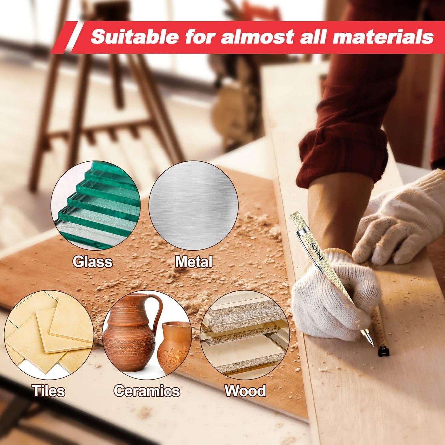 6 Pack Carpenter Pencil with Sharpener, Mechanical Carpenter Pencils with 36 Refills, Heavy Duty Construction Pencil Woodworking Tools for Architect Marking