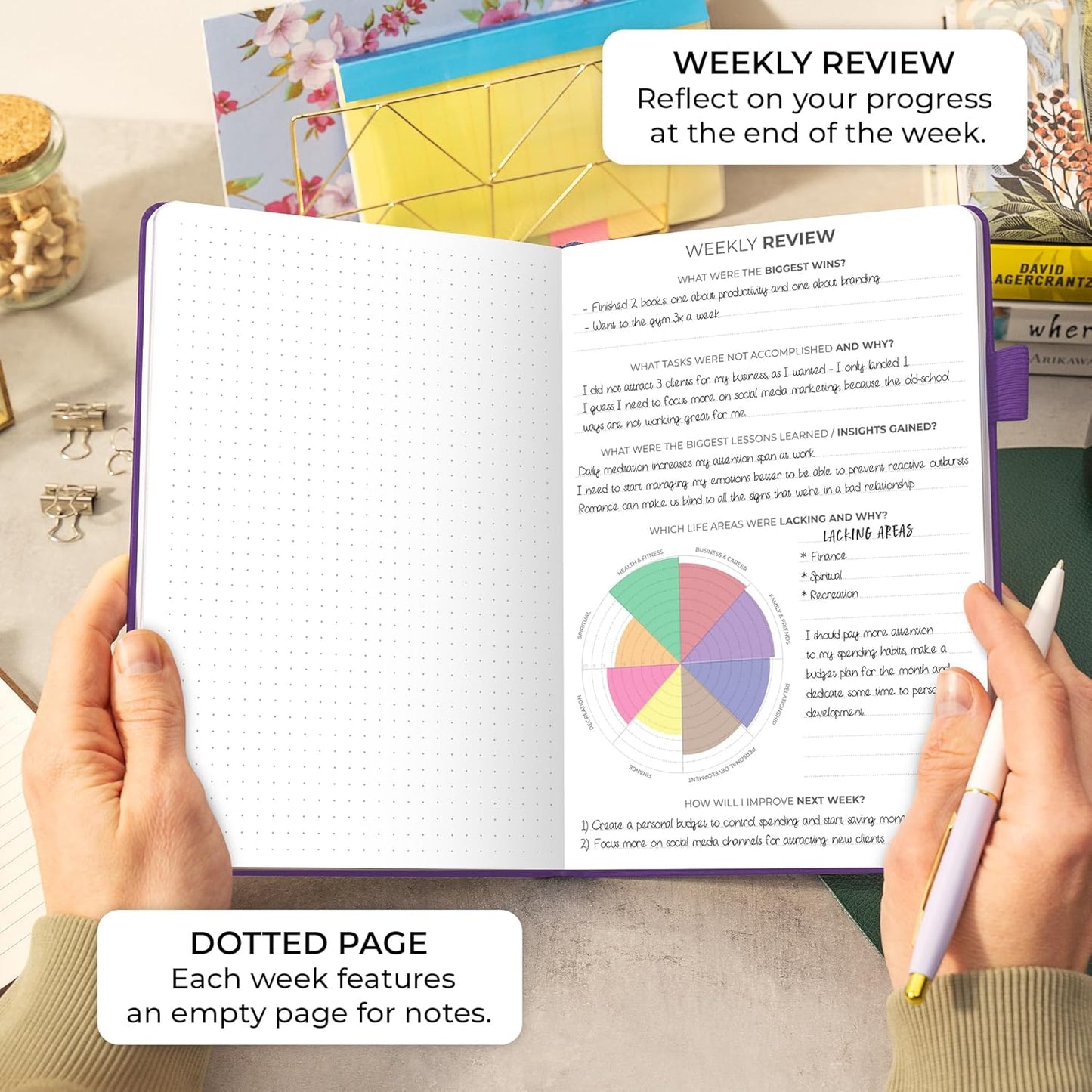 Clever Fox Planner Daily Premium – Undated Daily Planner with Hourly Schedule, Personal Organizer, Productivity Journal, 6 Months (Purple)