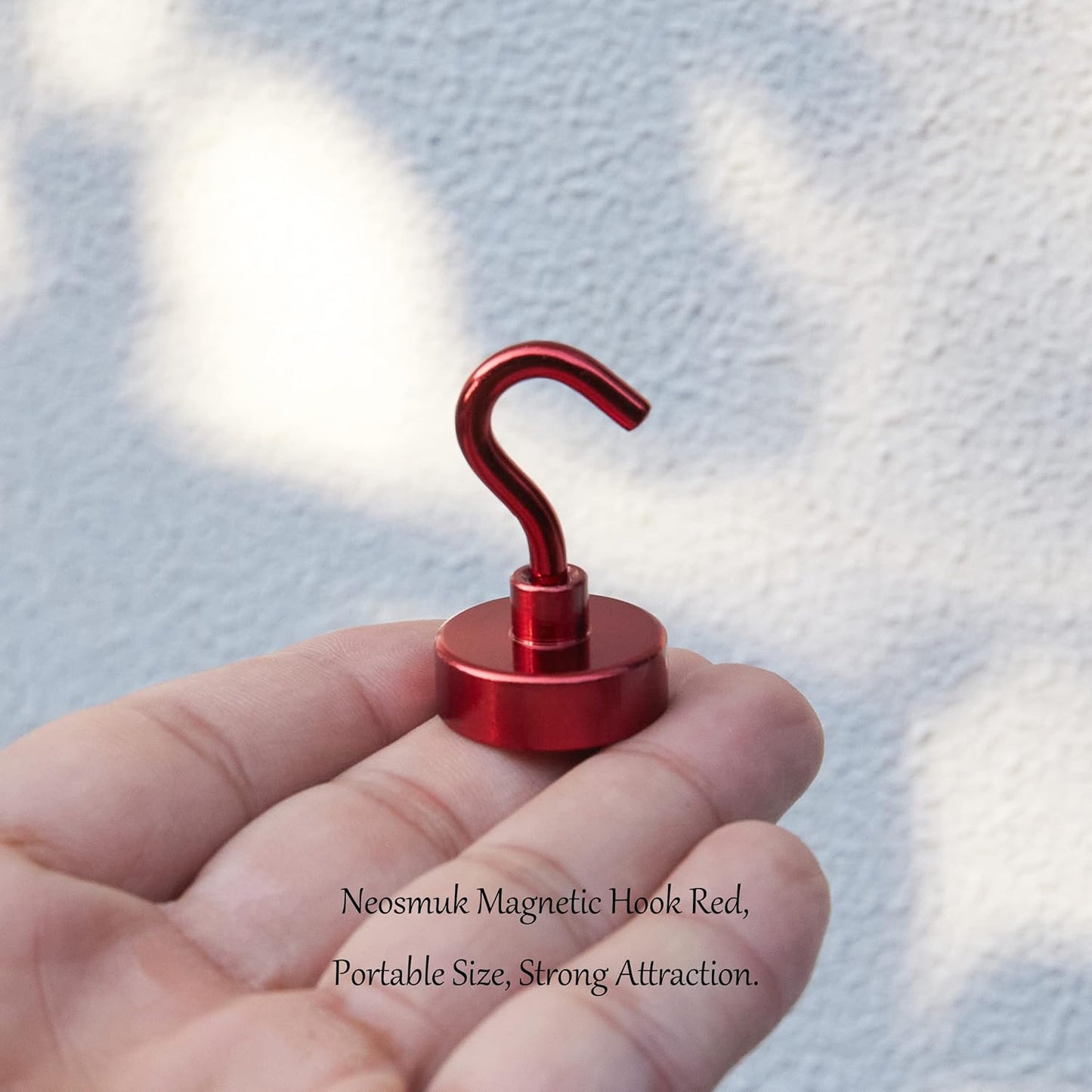 Neosmuk Magnetic Hooks,Heavy Duty Earth Magnets with Hook for Refrigerator, Extra Strong Cruise Hook for Hanging, Magnetic Hanger for Cabins, Grill (Red, Pack of 4)