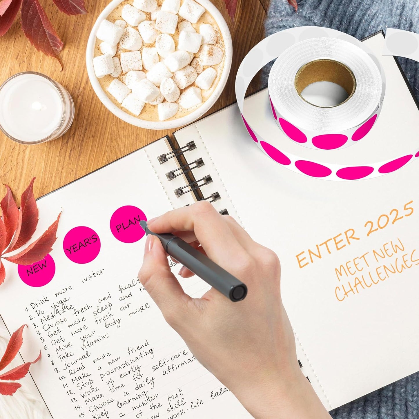 Fluorescent Pink 1 Inch Round Color Coding Dot Labels, 10 Rolls 10000 Dot Stickers in Dispenser Box - Permanent Adhesion, Vibrant Colors, Highly Visible